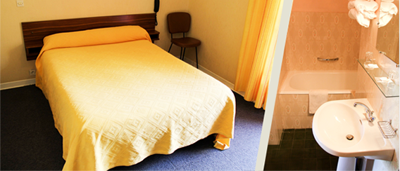 Photo de la chambre double avec salle de bain de l'hotel sampiero corso à corte